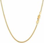 14K SOLID Yellow or White Gold 1.00mm, 1.5mm, 2.00mm, 3.00mm Shiny Diamond-Cut Gourmette Chain Necklace for Pendants and Charms with Lobster-Claw Clasp (16" 18" 20" 22" 24" or 30 inch)