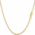 14K SOLID Yellow or White Gold 1.00mm, 1.5mm, 2.00mm, 3.00mm Shiny Diamond-Cut Gourmette Chain Necklace for Pendants and Charms with Lobster-Claw Clasp (16" 18" 20" 22" 24" or 30 inch)