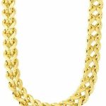 14k REAL Yellow Gold 6.4mm Shiny Diamond-Cut Square Franco Chain Necklace Or Bracelet for Pendants and Charms with Lobster-Claw Clasp (9", 24" or 26 inch) Mens Solid Franco Chains Jewelry