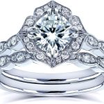 Kobelli Forever One Moissanite Vintage Style Floral Bridal Rings Set 1 1/2 CTW 14k White Gold (DEF/VS, GH/I)