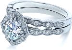 Kobelli Forever One Moissanite Vintage Style Floral Bridal Rings Set 1 1/2 CTW 14k White Gold (DEF/VS, GH/I) - Image 2