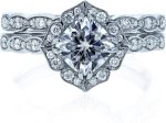 Kobelli Forever One Moissanite Vintage Style Floral Bridal Rings Set 1 1/2 CTW 14k White Gold (DEF/VS, GH/I) - Image 5