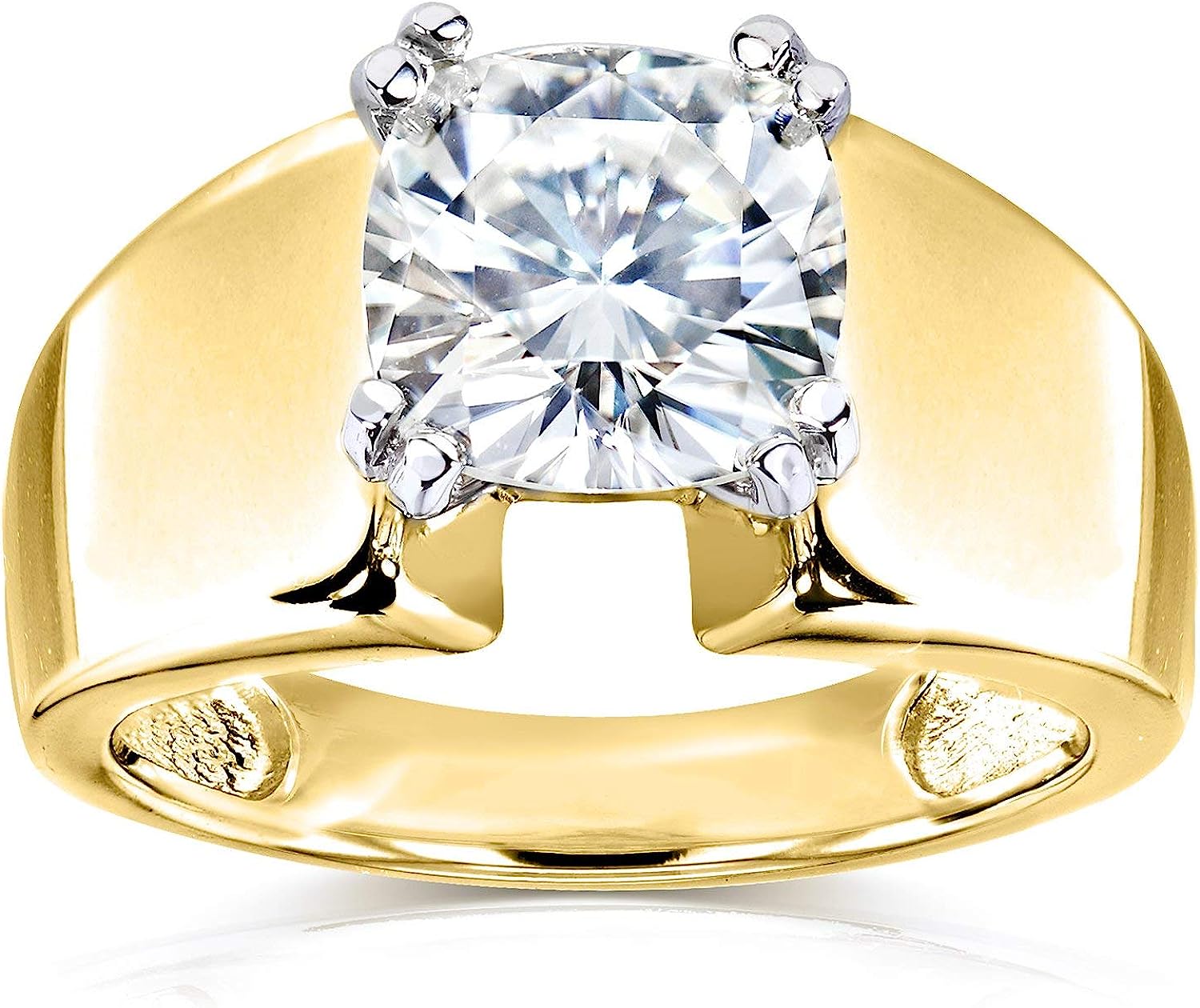 251228015851324_1 Kobelli Cushion Solitaire Moissanite Extra Wide Engagement Ring 2 CTW 14k Yellow Gold - Image 1