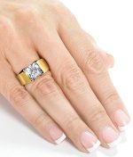 Kobelli Cushion Solitaire Moissanite Extra Wide Engagement Ring 2 CTW 14k Yellow Gold - Image 2