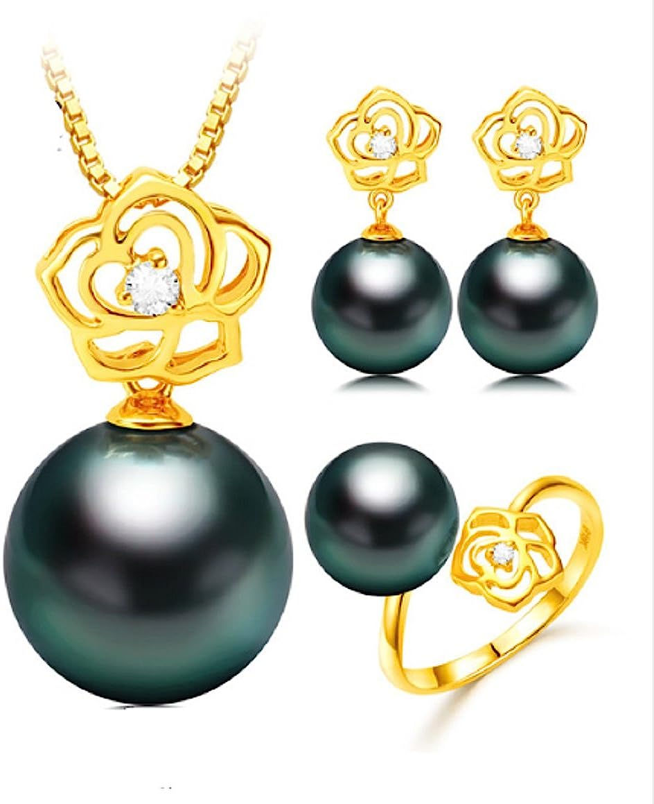 251228015851432_1 GOWE 18K Gold Rose Design Wedding Jewelry Set Tahitian/South sea Pearl Jewelry Set Pearl Pendant Earrings and Ring - Image 1