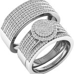 0.80 Carat (ctw) 10K Gold Round White Diamond Men & Women's Engagement Ring Trio Set 3/4 CT