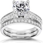 Kobelli Round Moissanite Pave-Set Bridal Set 1 4/5 CTW 14k White Gold