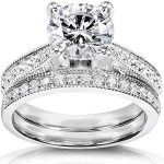 Kobelli Round Moissanite Pave-Set Bridal Set 1 4/5 CTW 14k White Gold