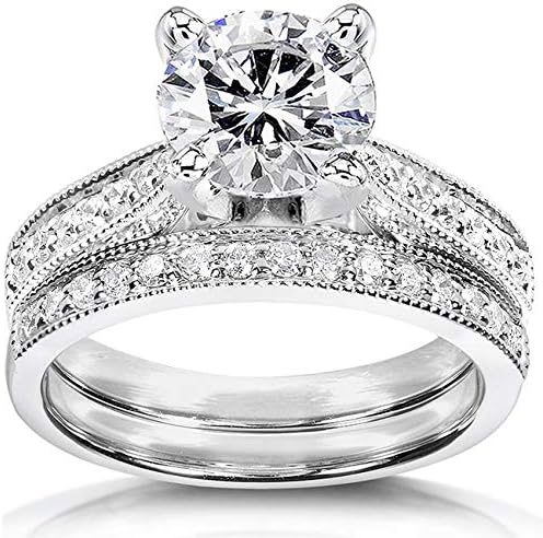 251228020105308_1 Kobelli Round Moissanite Pave-Set Bridal Set 1 4/5 CTW 14k White Gold - Image 1