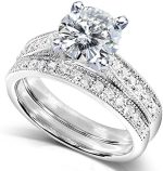 Kobelli Round Moissanite Pave-Set Bridal Set 1 4/5 CTW 14k White Gold - Image 4