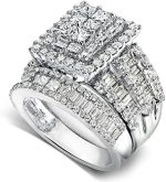Kobelli Diamond Engagement Ring and Wedding Band Set 2 3/5 carats (ctw) in 14K White Gold - Image 4