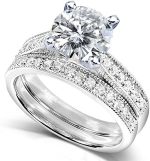 Kobelli Round Moissanite Pave-Set Bridal Set 2 1/3 CTW 14k White Gold - Image 4