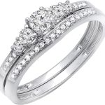 Dazzlingrock Collection 4.2mm Centre Round White Diamond 5 Stone Engagement Ring Band Set for her (0.75 ctw, Color I-J, Clarity I1-I2) in 14K Gold