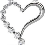 Madina Jewelry 1.00 Ct Journey Heart Love Shape Round Cut Diamond Pendant/Necklace 18 Kt White Gold