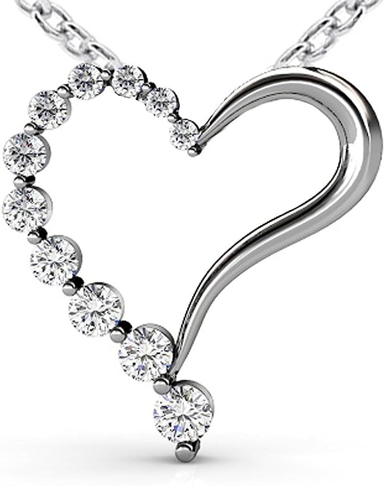 251228020105561_1 Madina Jewelry 1.00 Ct Journey Heart Love Shape Round Cut Diamond Pendant/Necklace 18 Kt White Gold - Image 1