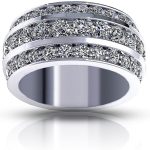 Madina Jewelry 3.00 ct Ladies Three Row Round Cut Diamond Anniversary Wedding Band in Platinum