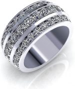 Madina Jewelry 3.00 ct Ladies Three Row Round Cut Diamond Anniversary Wedding Band in Platinum - Image 2