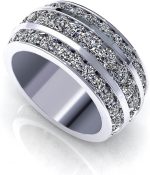 Madina Jewelry 3.00 ct Ladies Three Row Round Cut Diamond Anniversary Wedding Band in Platinum - Image 3