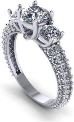Madina Jewelry 2.60 ct Ladies Round Cut Diamond Engagement Ring with Accented Diamonds in Platinum - Image 3