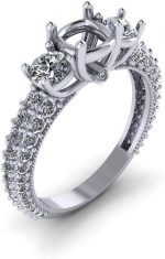 Madina Jewelry 1.85 ct Round Cut Diamond Semi Mount Engagement Ring in Platinum - Image 2