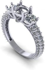 Madina Jewelry 1.85 ct Round Cut Diamond Semi Mount Engagement Ring in Platinum - Image 3