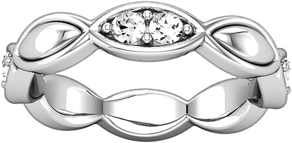 251228020106002_1 Madina Jewelry 0.75 ct Ladies Round Cut Diamond Eternity Band Ring in 18 kt White Gold - Image 1