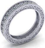 Madina Jewelry 1.00 ct Millgrain Edge Diamond Eternity Wedding Band Ring with Design on The Side in Platinum - Image 2