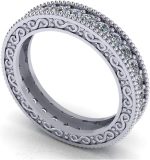 Madina Jewelry 1.00 ct Millgrain Edge Diamond Eternity Wedding Band Ring with Design on The Side in Platinum - Image 3