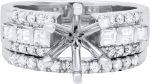 Dazzlingrock Collection 0.75 Carat (Ctw) 14k Round & Baguette Diamond Bridal Semi Mount Ring Set (No Center Stone), White Gold - Image 2