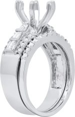 Dazzlingrock Collection 0.75 Carat (Ctw) 14k Round & Baguette Diamond Bridal Semi Mount Ring Set (No Center Stone), White Gold - Image 3