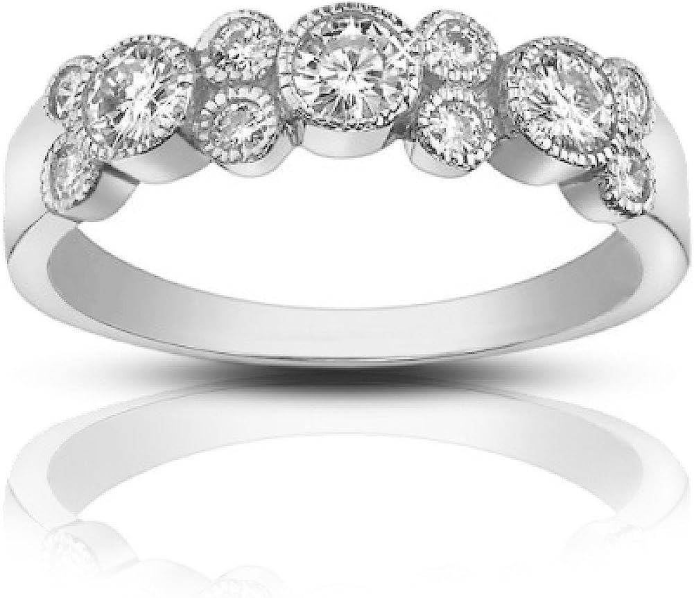 251228020106412_1 Madina Jewelry 1.00 ct Ladies Round Cut Diamond Wedding Band Ring in Bezel Setting in Platinum - Image 1