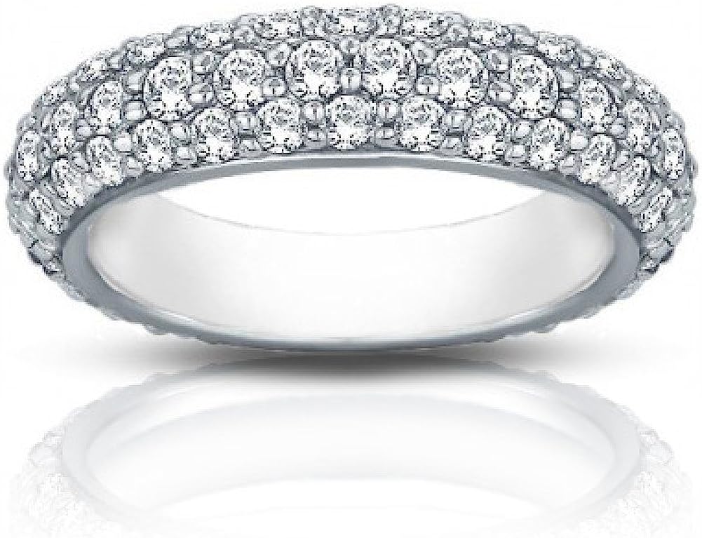 251228020106487_1 Madina Jewelry 3.50 ct Ladies Three Row Diamond Eternity Wedding Band Ring in 14 kt White Gold - Image 1