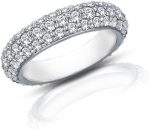 Madina Jewelry 3.50 ct Ladies Three Row Diamond Eternity Wedding Band Ring in 14 kt White Gold - Image 2