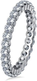 Madina Jewelry 2.00 ct Ladies Round Cut Diamond Eternity Wedding Band in 14 kt White Gold - Image 2