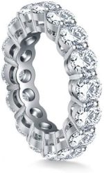 Madina Jewelry 5.00 ct Ladies Round Cut Diamond Eternity Wedding Band in 14 kt White Gold - Image 3