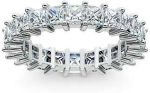 Madina Jewelry 4.00 ct Ladies Princess Cut Diamond Eternity Band in Prong Set in 14 kt White Gold