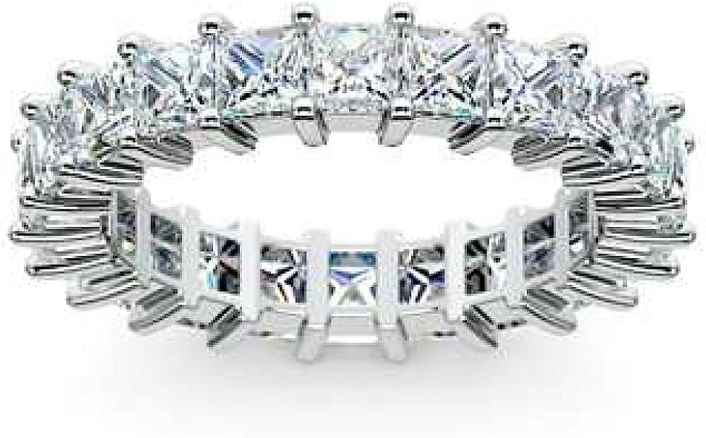 251228020106854_1 Madina Jewelry 4.00 ct Ladies Princess Cut Diamond Eternity Band in Prong Set in 14 kt White Gold - Image 1