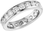 Madina Jewelry 3.00 ct Ladies Round Cut Diamond Eternity Wedding Band Ring in Channel Setting in 14 kt White Gold - Image 2