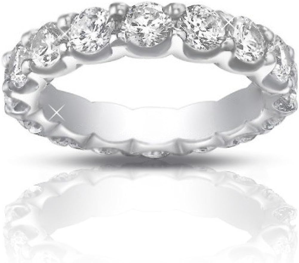 251228020107113_1 Madina Jewelry 4.00 ct Ladies Round Cut Diamond Eternity Wedding Band Ring in 14 kt White Gold - Image 1