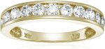 VIR JEWELS 1 carat (ctw) Diamond Wedding Anniversary Band for Women, Half Eternity Round Diamond Engagement Ring 14K Yellow Gold Channel Set, SI2-I1 Clarity Certified, Size 4.5-10