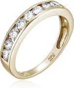 VIR JEWELS 1 carat (ctw) Diamond Wedding Anniversary Band for Women, Half Eternity Round Diamond Engagement Ring 14K Yellow Gold Channel Set, SI2-I1 Clarity Certified, Size 4.5-10 - Image 2