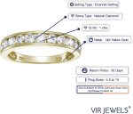 VIR JEWELS 1 carat (ctw) Diamond Wedding Anniversary Band for Women, Half Eternity Round Diamond Engagement Ring 14K Yellow Gold Channel Set, SI2-I1 Clarity Certified, Size 4.5-10 - Image 7