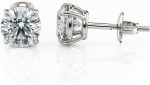 2.00 Carat (E - F Color, VS1 - VS2 Clarity) IGI Certified Lab Grown Round Diamond Stud Earrings in 14K White Gold