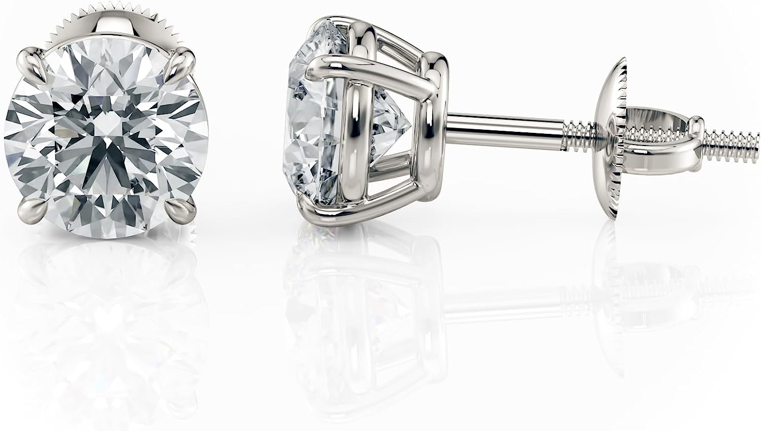251228020108877_1 2.00 Carat (E - F Color, VS1 - VS2 Clarity) IGI Certified Lab Grown Round Diamond Stud Earrings in 14K White Gold - Image 1