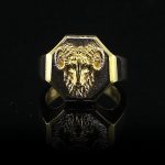 10K Gold Aries Ram Zodiac Signet Ring | 14K GOLD Animal Goat Handmade Solid Band Ring | 18K Gold Custom Jewelry Men Women Unique Gift - Image 6