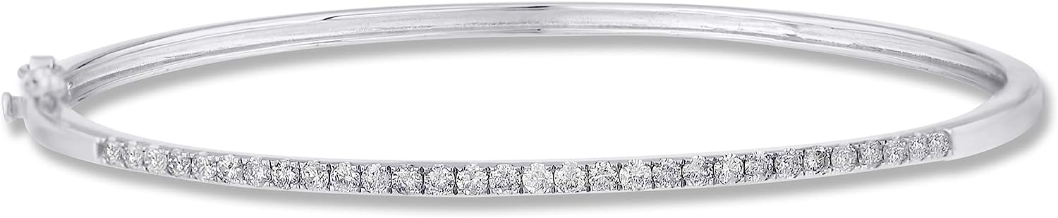 251228020109094_1 3/4 Carat Natural Diamond Bangle Bracelet for Women in 14k White and Yellow Gold (H-I, I1-I2, cttw) Fold Over by Belantina - Image 1