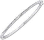 3/4 Carat Natural Diamond Bangle Bracelet for Women in 14k White and Yellow Gold (H-I, I1-I2, cttw) Fold Over by Belantina - Image 2