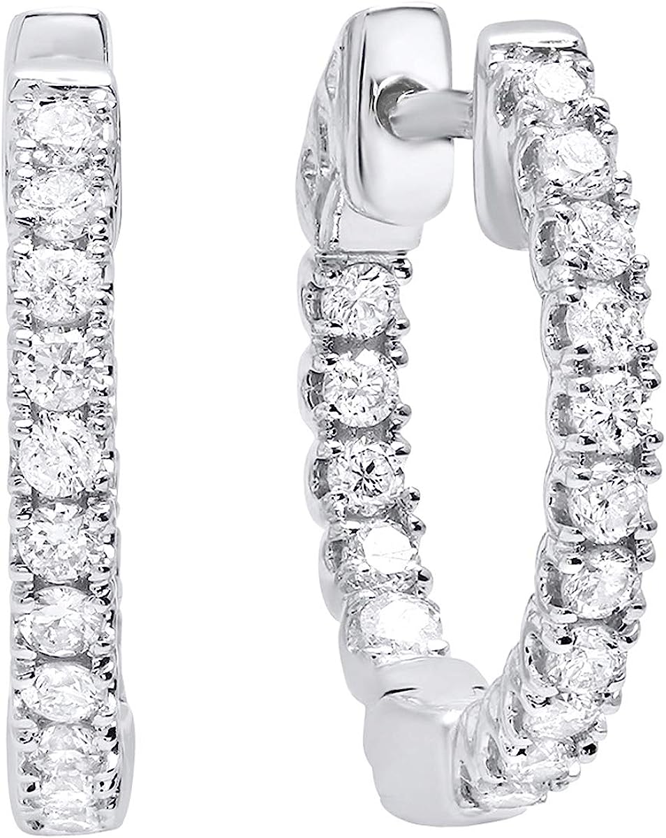 251228020109330_1 Dazzlingrock Collection 0.50 ct to 2.13 ct Lab Grown Round White Diamond Ladies Hoop Earrings, 14K Gold - Image 1