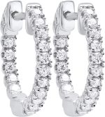 Dazzlingrock Collection 0.50 ct to 2.13 ct Lab Grown Round White Diamond Ladies Hoop Earrings, 14K Gold - Image 2