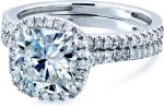Kobelli Cushion Brilliant Moissanite Halo Bridal Wedding Rings Set 2 3/8 CTW 14k White Gold - Image 2